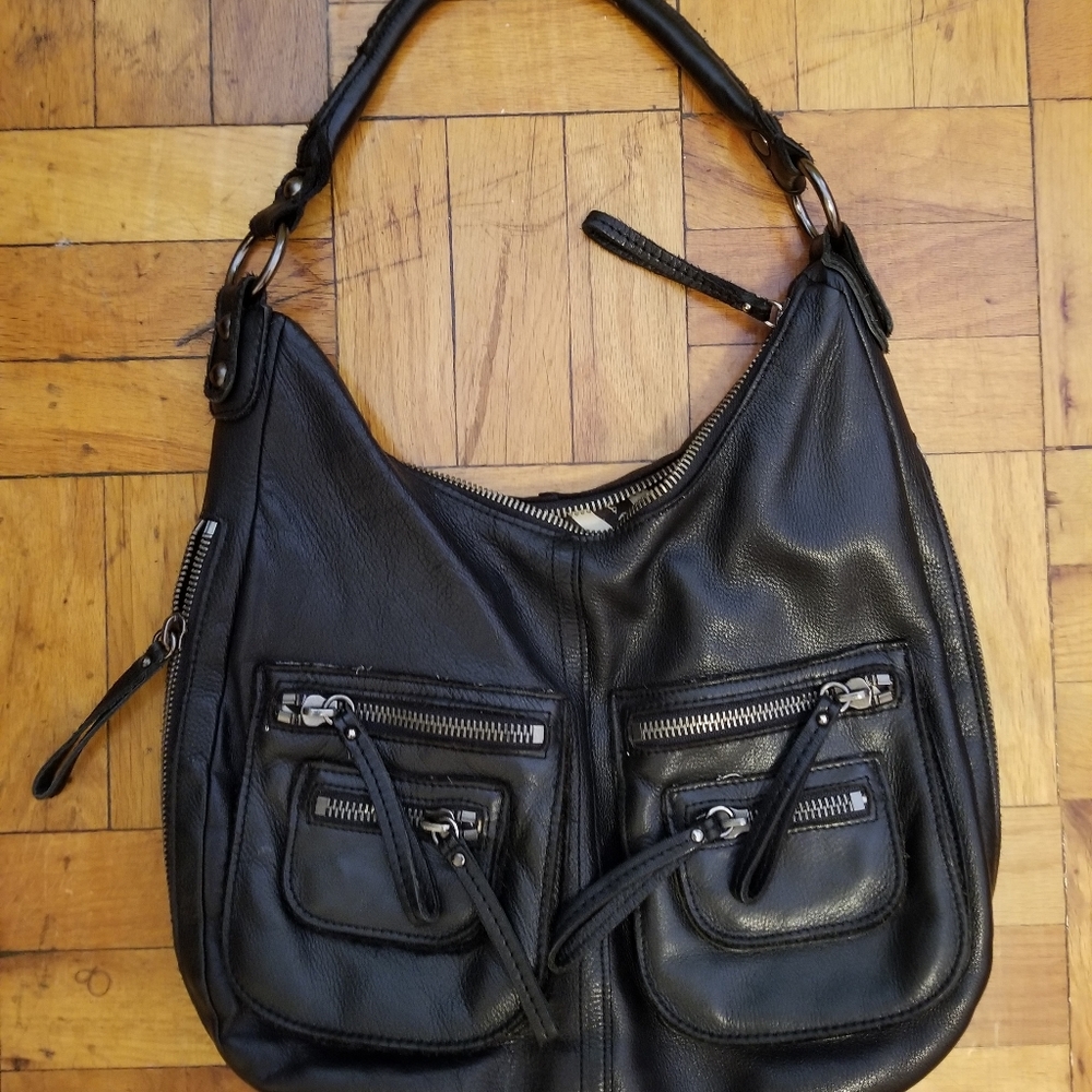 Linea Pelle Black Leather Shoulder Bag